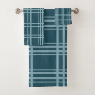 Plaid Blue Bath Towel Set