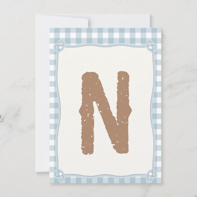 Plaid Blue First Rodeo Highchair Flag N Invitation (Front)