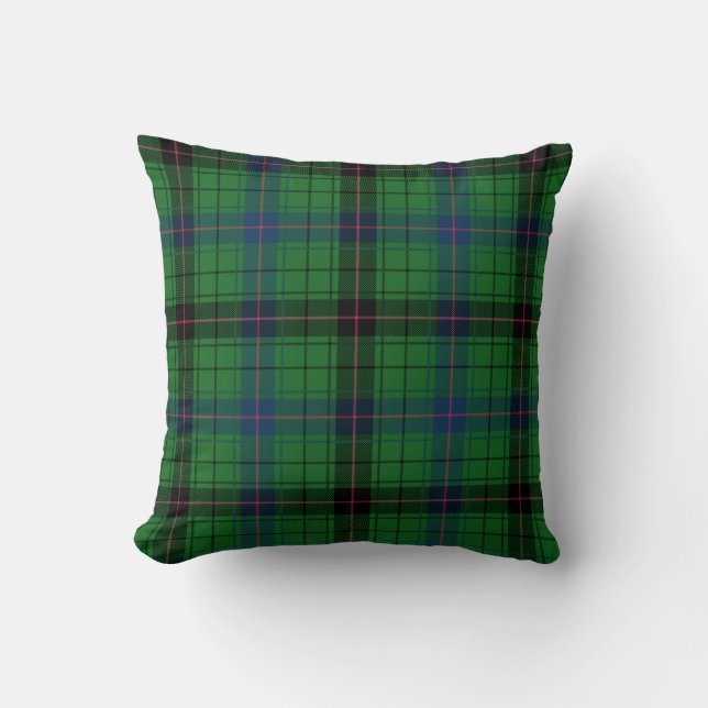 Plaid Blue Green Check Davidson Tartan Cushion (Front)