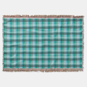 Plaid . Blue grey plaid . Throw Blanket