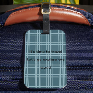Plaid Blue Luggage Tag