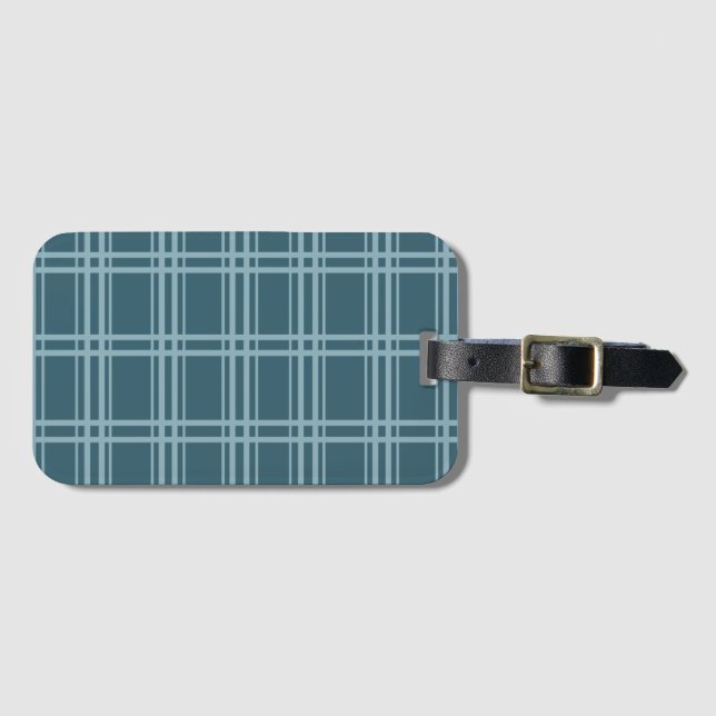 Plaid Blue Luggage Tag (Front Horizontal)