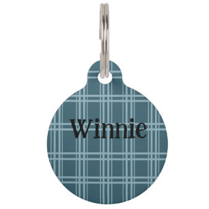 Plaid Blue Pet Tag
