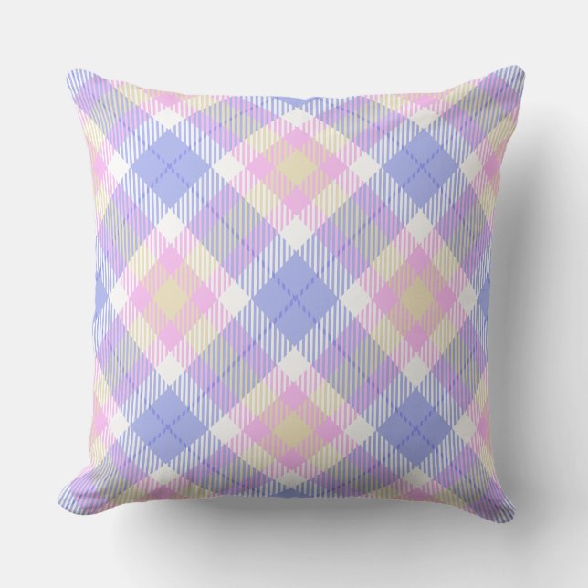 Plaid Blue Pink Yellow Cushion (Front)