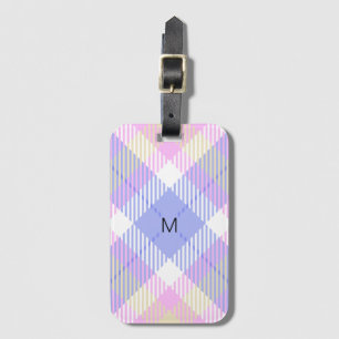 Plaid Blue Pink Yellow Luggage Tag