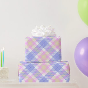 Plaid Blue Pink Yellow Wrapping Paper