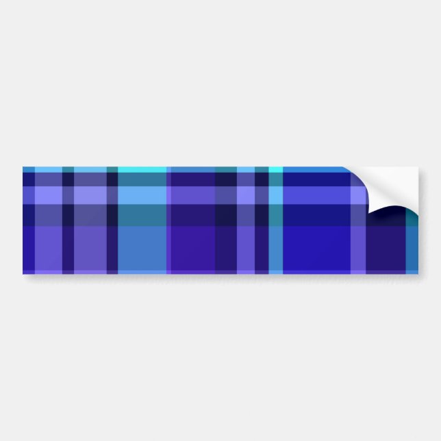 Plaid Blue Purple Bumper Sticker (Front)