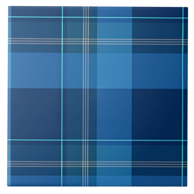 Plaid, Blue Tartan pattern Tile (Front)