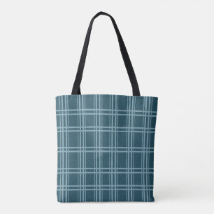 Plaid Blue Tote Bag