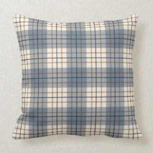 Plaid Blues Brown Cream Cushion