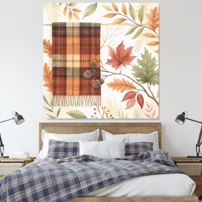 Plaid Botanical Fall Wall Art (Insitu(Bedroom))
