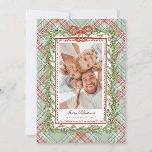 Plaid Bow Family Photo Christmas Holiday  Card