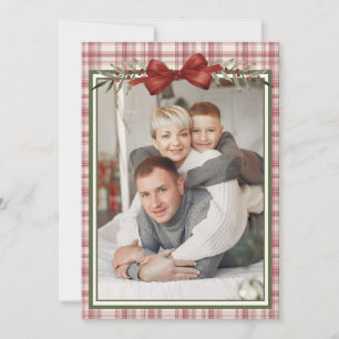 Plaid Bow Photo Christmas  Holiday Card