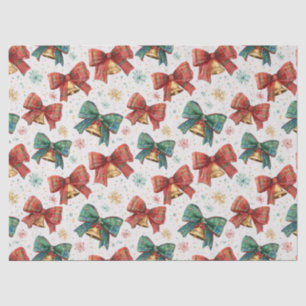 Plaid Bows Bells Retro Christmas Tissue Paper