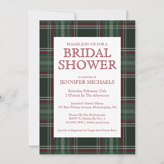 Plaid Bridal Shower Invitation (Front)