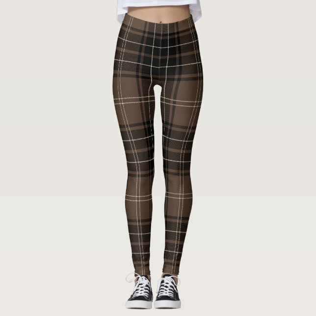 Plaid brown tartan leggings (Front)