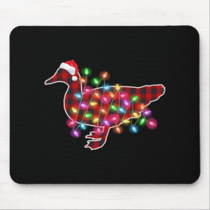 Plaid Buffalo Duck Christmas Pajamas Xmas Lights F Mouse Pad