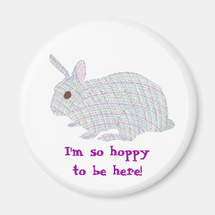 Plaid Bunny,  I'm so hoppy to be here, magnets