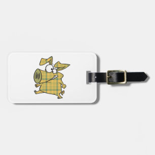 Plaid Cartoon Pig Funny Tartan Farm Animal Luggage Tag