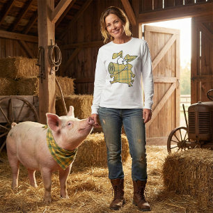 Plaid Cartoon Pig Funny Tartan Farm Animal T-Shirt