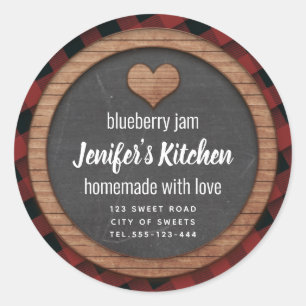 Plaid Chalkboard heart homemade jam Square Sticker