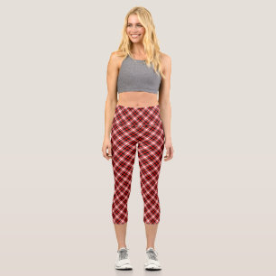Plaid Checks Fabric Texture Pattern-68767 Capri Leggings