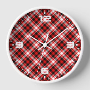 Plaid Checks Fabric Texture Pattern-68767 Clock