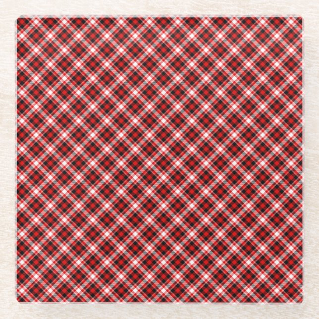 Plaid Checks Fabric Texture Pattern-68767 Glass Coaster (Front)