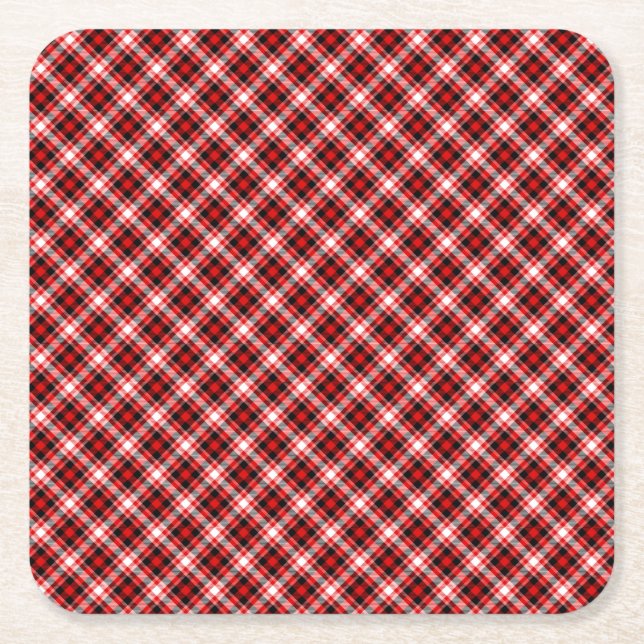 Plaid Checks Fabric Texture Pattern-68767 Square Paper Coaster (Front)