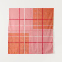 Plaid Chequered Fabric Pattern in pink, pale oran