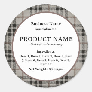 Plaid Chequered Modern Ingredients Product Label