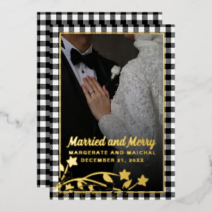 Plaid Christmas 2 Photo Married and Merry
