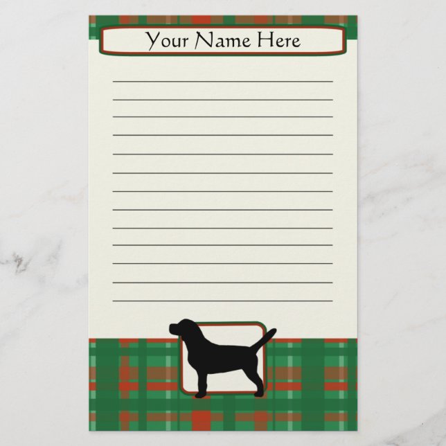 Plaid Christmas Beagle Stationery (Front)