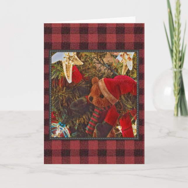 Plaid Christmas Bear Card (Front)
