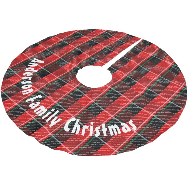 Plaid Christmas Brushed Polyester Tree Skirt (Angled)