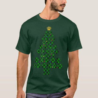 Plaid Christmas Dog Paw Tree XMAS Dog Paw Christma T-Shirt