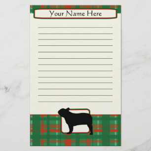 Plaid Christmas French Bulldog Stationery