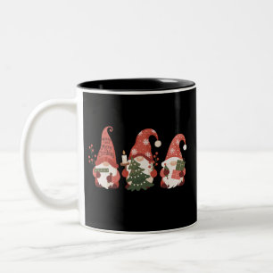 Plaid Christmas Gnomes Santa Funny Merry Christmas Two-Tone Coffee Mug