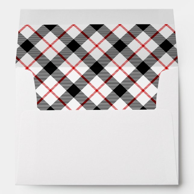 Plaid Christmas Holiday Return Address Envelope (Back (Bottom))