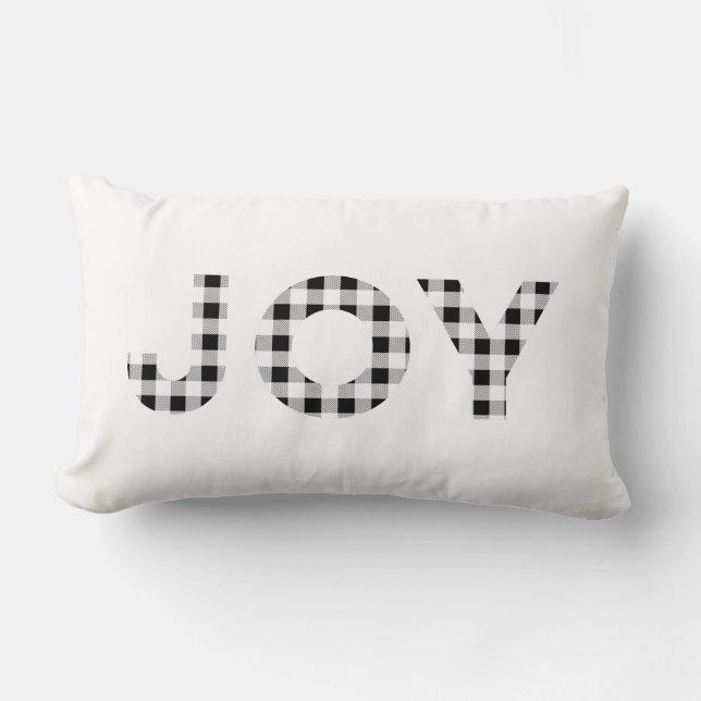 Plaid Christmas Joy Throw Pillow (Front)