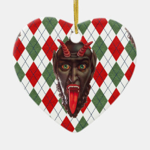 plaid christmas krampus ceramic tree decoration