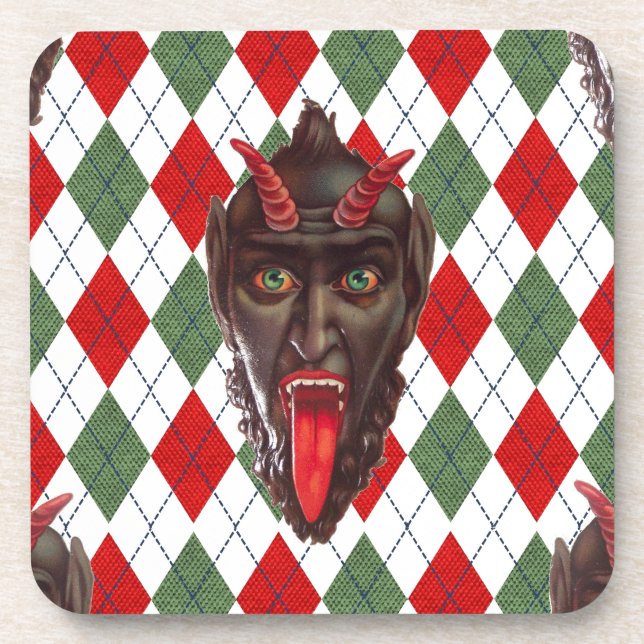 plaid christmas krampus coaster (Front)