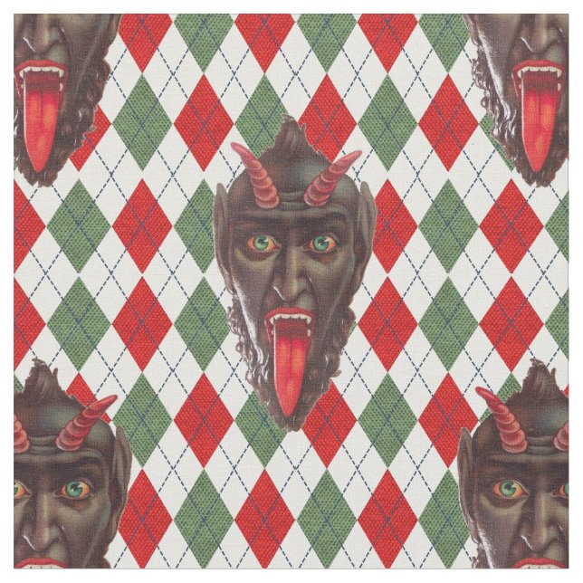 plaid christmas krampus fabric (Close Up)