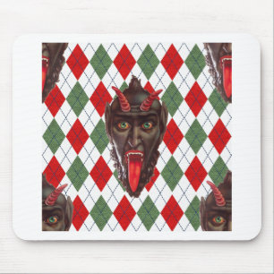 plaid christmas krampus mouse pad