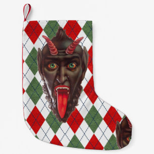 plaid christmas krampus small christmas stocking