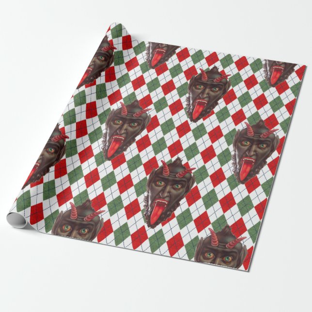 plaid christmas krampus  wrapping paper (Unrolled)