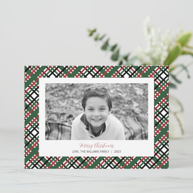 Plaid Christmas Photo Card (Standing Front)