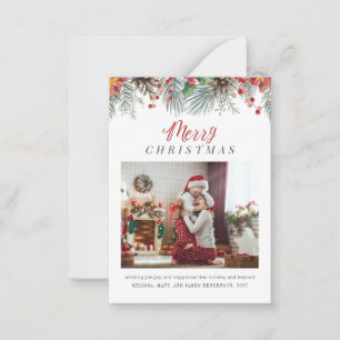 Plaid Christmas Photo Rustic Botanical Card