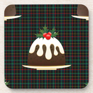 plaid christmas puddings coaster