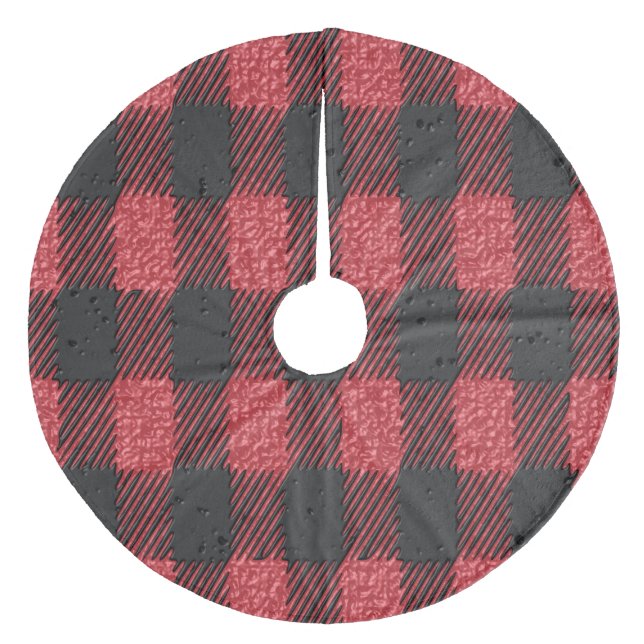 Plaid Christmas Skirt Fleece Tree Skirt (Front)
